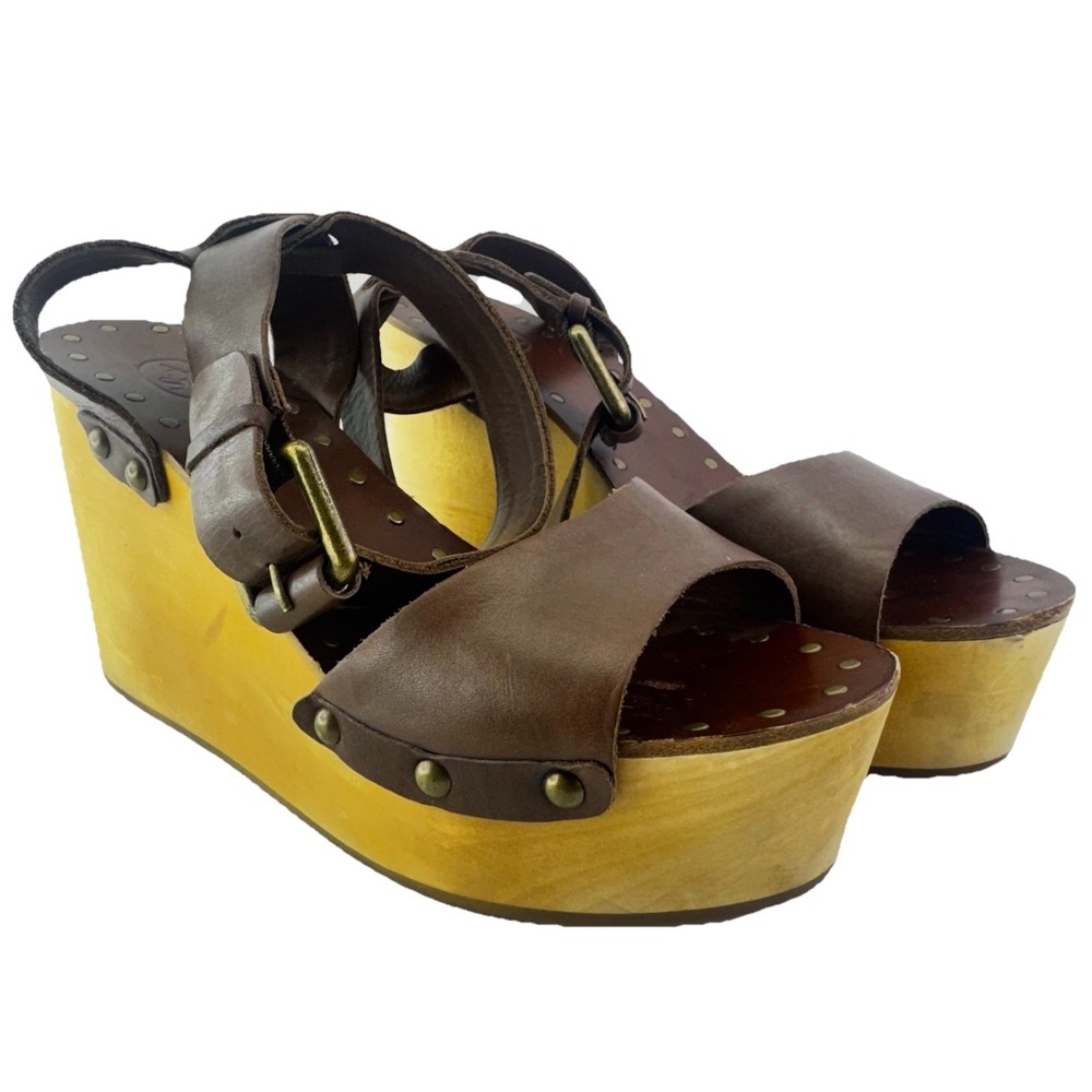 ASH women leather platform sandals 39 casual office retro y2k ankle buckle brown